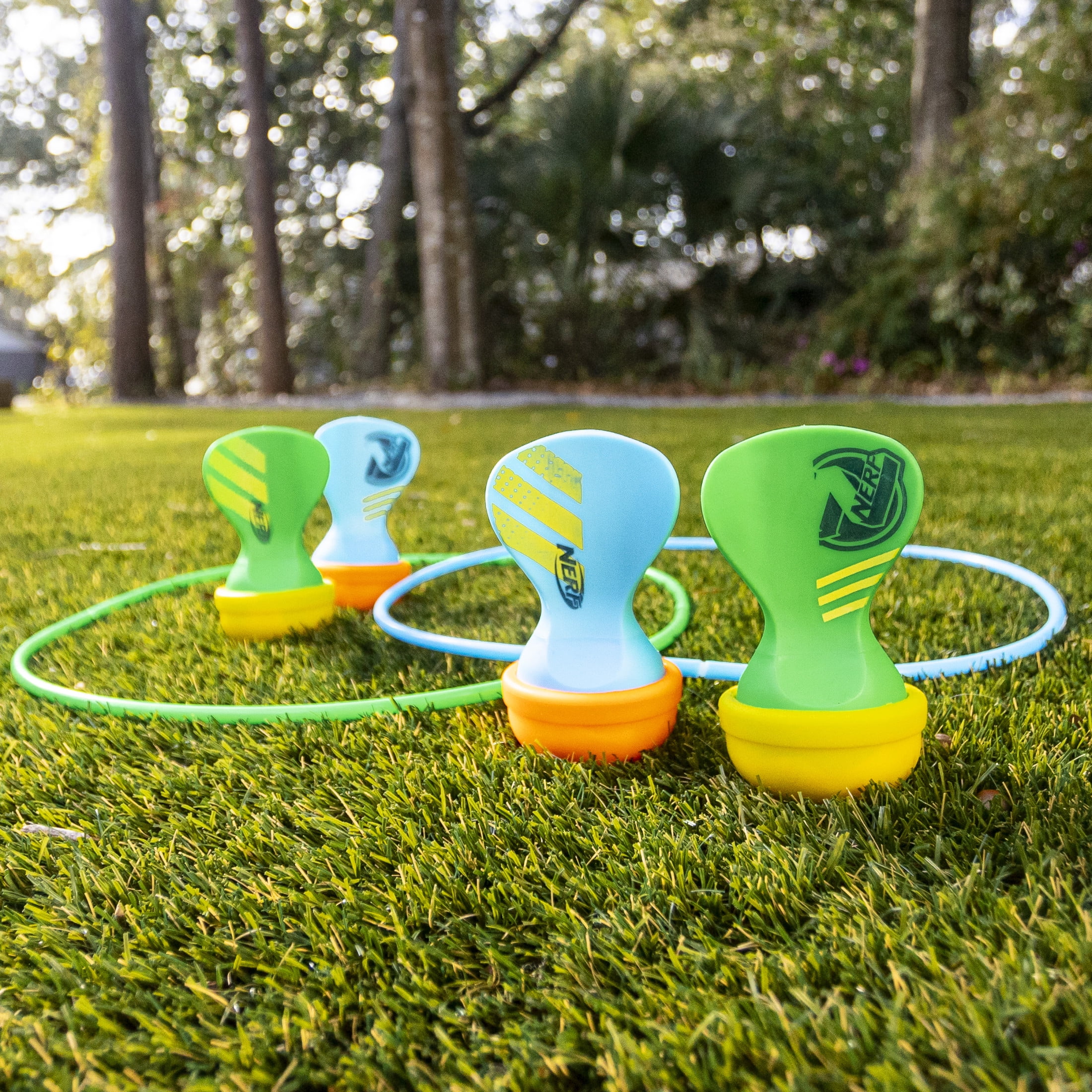 NERF Soft Tip Lawn Darts - Fun Outdoor Family Yard Game - Adults + Kids Soft Tip Lawn Dart Set - Perfect for Camping, Backyard + Outdoors - Includes (4) NERF Soft Tipped Lawn Darts + (2) Targets