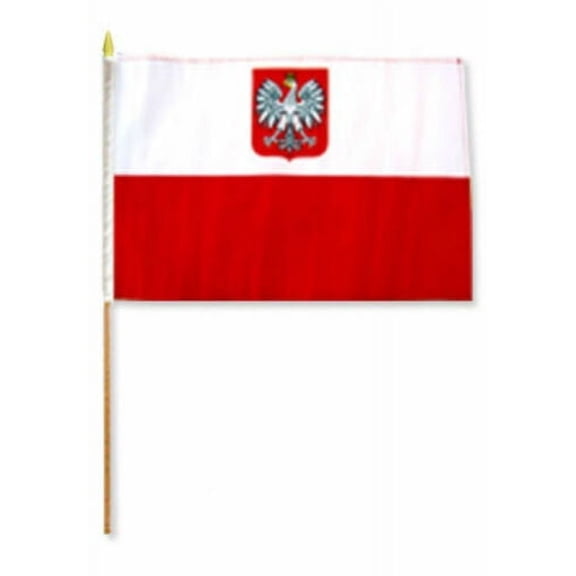 12x18 12"x18" Polish Poland Eagle Stick Flag wood Staff super polyester (24inch)