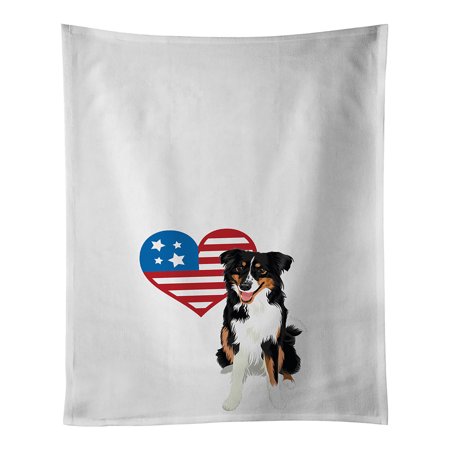 

Australian Shepherd Black Tricolor #3 Patriotic White Kitchen Towel Set of 2 19 in x 28 in