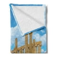 thumbnail image 2 of Sicily Soft Flannel Fleece Throw Blanket, Building of Juno Photo with Cloudy Sky Historical Roman Heritage, Cozy Plush for Indoor and Outdoor Use, 50" x 60", Multicolor, by Ambesonne, 2 of 5
