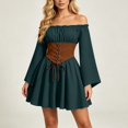 thumbnail image 5 of Women Dress Off Shoulder Renaissance Costume Corset Dresses Bell Sleeve for Fairy Goth Halloween Medieval Party, L, 5 of 7