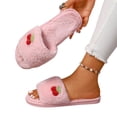 thumbnail image 5 of Taqqpue Open Toe Slipper for Women Women Fashionable Casual Winter Open Toe Home Friendly Soft Cotton Flat Slippers Fuzzy House Slippers Gift for Women, 5 of 9