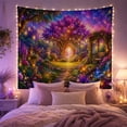 thumbnail image 2 of Mystical Forest Path and Glowing Temple Tapestry Wall Hanging, 2 of 7