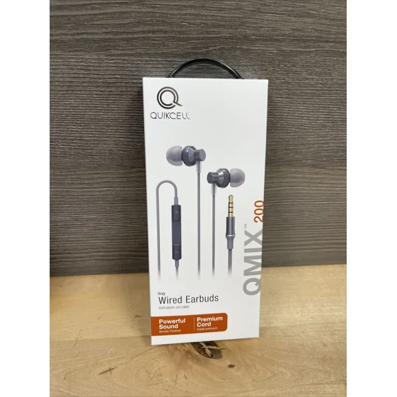Quikcell Qmix200 Gray Wired Earbuds Brand New