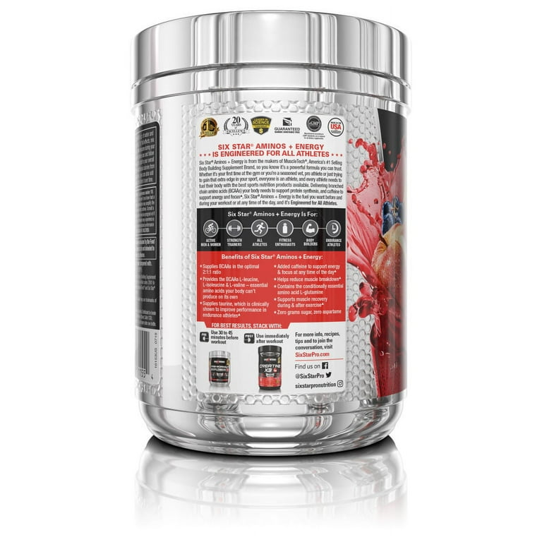 Six Star Pro Aminos + Energy Powder, BCAA's, Fruit Punch, 30