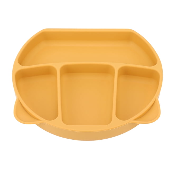 Plato Bebé Silicona, Con Tenedor, Cuchara, 3 Compartimentos Divididos, Vajilla Bebé Silicona, Cuenco Infantil, Apto Para Lavavajillas, Microondas, Horno