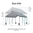 thumbnail image 3 of 12*20 Heavy Duty Carport Canopy - Extra Large Portable Car Tent Garage with Adjustable Peak Height from 9.5ft to 11ft,Metal Roof &Side Walls for Car, SUV,Boats&Truck Party Tent Shelter Logic Storage, 3 of 9