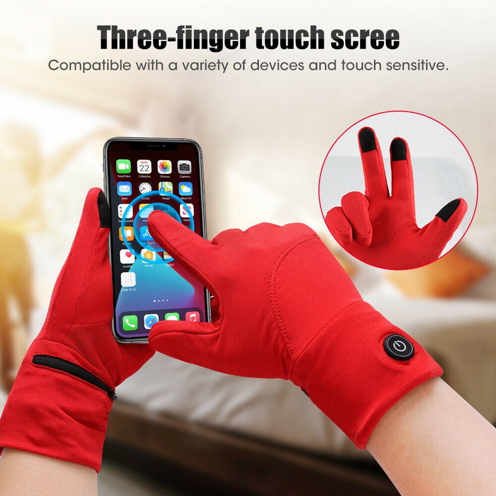 Snow deer Unisex Heated Glove Liners Rechargeable Battery Electric Heated Gloves Winter Warm Glove Liners for Arthritis Raynaud Thin Gloves Riding Ski Snowboarding Hiking Cycling Hand Warmers