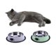 thumbnail image 1 of Pet Food Bowls For Cats Stainless Steel 2Pcs Non-skid Grey And Green Round Cat Feeder For Feeding Time, 1 of 3