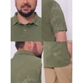 thumbnail image 7 of DARING DIVA Men's Big Tall Leaf Printed Short Sleeve Casual Polo Shirts 4XL Olive Green, 7 of 7