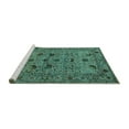 thumbnail image 2 of Ahgly Company Machine Washable Indoor Square Oriental Turquoise Blue Industrial Area Rugs, 8' Square, 2 of 4
