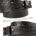 thumbnail image 3 of NPET Western Belt for Men, Full Grain Leather Engraved Tooled Men Belt, Embossed Floral Pattern Western Belt for Cowboy, Snap on Strap 1 1/2" Wide, 3 of 8