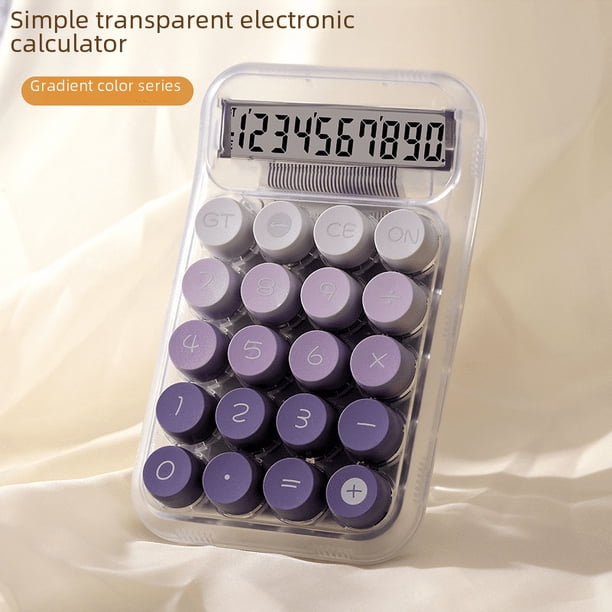 Calculadora de escritorio con teclado mecánico redondo transparente de dopamina, color degradado, alto valor de color, computadora financiera especial