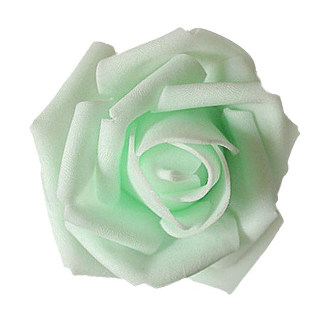 serony Pack of 50 Artificial Bionic Flowers PE Foam Simulation Roses Fake Flower Decorations Wedding Party Engagement Presents Light Green