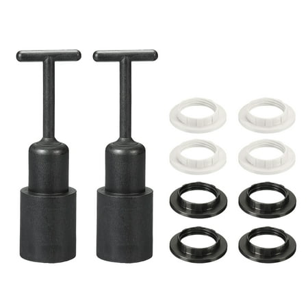MECCANIXITY E14 Lamp Shade Socket Ring Removal Tool Kit - Includes 2 Tools & 8 Replacement Rings, White