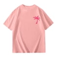 thumbnail image 1 of Hiiyo Big Girls Short Sleeve T Shirt Drop Shoulder Loose T-Shirt, Pink, 1 of 5