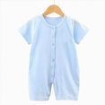 thumbnail image 2 of KPOPLK Infant Baby Boys Summer Wallfe Romper Striped Jumpsuit Toddler Newborn Boy Bodysuit Playsuit 3 6 12 18 24 Months(12-18 Months,Sky Blue), 2 of 4