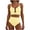 Yellow, variant on Minjewel Women's V-Neck Cutout High Waisted Bikini Two Piece Swimsuit,Textured Pleated Fabric with High Waist Bottoms,Sexy Beach Swimwear,Army Green,XL