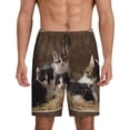 thumbnail image 1 of Balery Cat Family Pantalones cortos de pijama de punto de algodón para hombre con cinturilla y bolsillos-X-Large, 1 of 6