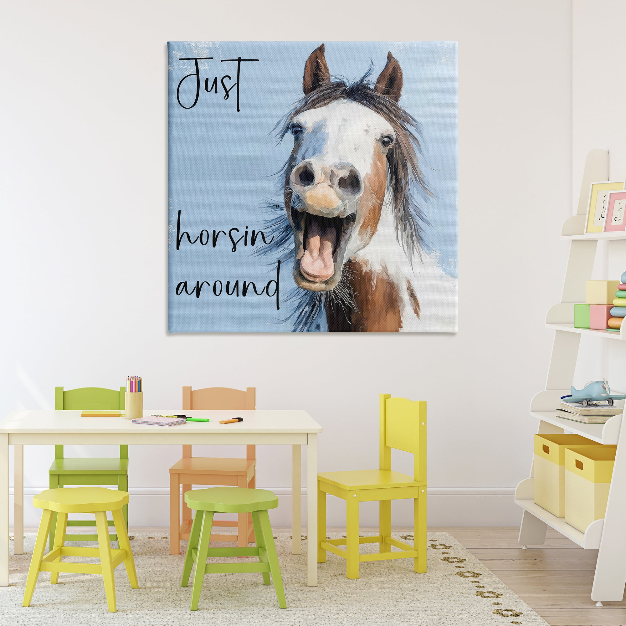 Stupell Industries Just Horsin' Around Canvas Wall Art, design by Kim Curinga