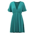 thumbnail image 2 of Made by Johnny Women's Airy Short Sleeve Kimono Style Deep V Neck Dress Top S-3XL Plus Size XL JADE, 2 of 3