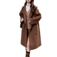 thumbnail image 2 of Women's Mid-Length Hooded Coat, Toggle Button Wool Blend Jacket, Casual Fall Winter Coat, Oversized Pocket Trench, Elegant Loose Fit Outerwear Coffee XL, 2 of 3