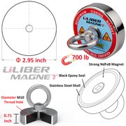 ULIBERMAGNET Ultra-Powerful Fishing Magnets 700LBS Pulling Force, N52 Neodymium Retrieval Fishing Magnets Diameter 75mm with Preferred Rope & Gloves Perfect Suitable Salvage, Treasure and Retrieving