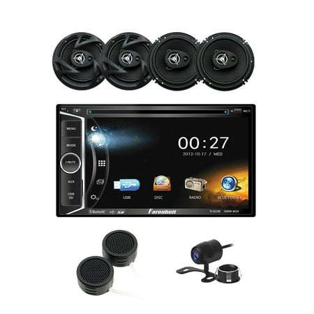 Power Acoustik Car Audio Bundle with DVD Multimedia Car Stereo with 6.5” 3-Way Coaxial Speakers, Tweeters & Backup Camera