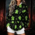 thumbnail image 2 of Women Hoodies Festive Halloween Letter Print Sweatshirt Stylish Long Sleeve Pullover Tops for Autumn Celebration, 2 of 6