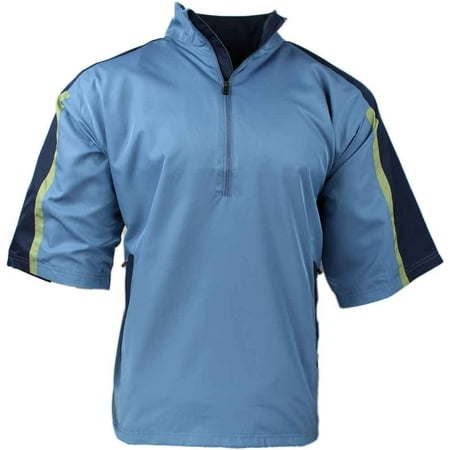 Mens Short Sleeve Windshirt - Page & Tuttle Mens Short Sleeve Colorblock Windshirt Golf Casual Outerwear Windbreaker - Blue L