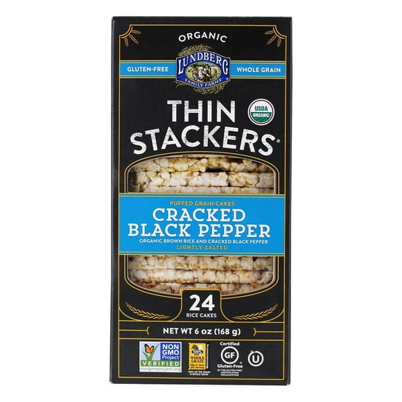 Lundberg - Thin Stackers Puffed Grain Cakes Cracked Black Pepper - 6 oz.
