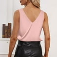 thumbnail image 5 of Satin Tank Tops for Women Loose Fit Sleeveless V Neck Cami Camisole Dress Blouses Business Shirts Formal Top Pink 2XL, 5 of 7