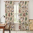 thumbnail image 3 of Tan Coffee Kitchen Curtains Window Panels, Vintage Latte Cafe Books Leaves Flowers Theme Insulated Window Treatment Curtain, Grommet Curtains for Bedroom/Living Room/Bathroom, 2 Piece 42"Wx84"L, 3 of 8