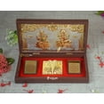 thumbnail image 2 of GoldGiftIdeas 24K Gold Plated Mahalakshmi Ganesha Photo Frame with Charan Paduka for Home Puja, Lakshmi-Ganesh Yantra Wooden Momento Gift (Pack of 5), 2 of 4