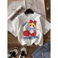 thumbnail image 1 of Ropa para la vuelta al cole, camisetas bonitas, ropa para niña, princesa, camiseta informal blanca de manga corta y cuello redondo con estampado de princesa de cerezas, ideal para el verano. Camiset, 1 of 6