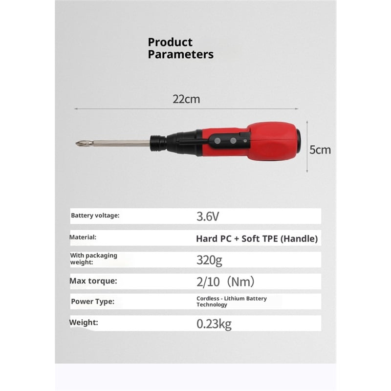Mini Electric Screwdriver Set, Rechargeable Cordless Screwdriver, Portable Power Screwdriver Kit with Charging Cable, LED Lights, for Phones, PC, Toys, Red