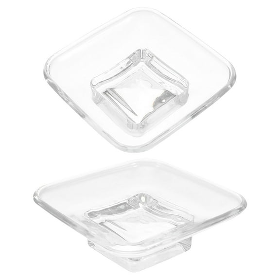 Hemoton 2pcs Indoor Glass Soap Dish Bathroom Elegant Soap Holder Tray Anti-Slip Long-Lasting Ideal For Shower Sink And Vanity Multi-Use And Decorative Soap Tray