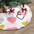 thumbnail image 3 of FMSHPON GoldWatercolor Pink Hearts Xmas Christmas Tree Skirt Stand Mat for Holiday Party Decoration Indoor Outdoor 36 inches, 3 of 3