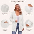 thumbnail image 4 of QUALFORT Cardigan Sweaters for Women, 100% Cotton V Neck Cardigan, Button Front Knit Sweater with Pockets, Long Sleeve Relaxed Fit, Off White S, 4 of 8