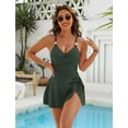 thumbnail image 5 of WQD Womens One Piece Swimsuits Tummy Control Bathing Suit Slimming Skirt Swimwear Push Up V Neck Swim Dress, 5 of 6