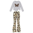 thumbnail image 6 of Spazoro Girls Outfit Set, Long Sleeve Crewneck Loose Fit Animal Print Elastic Waist Flared Leg Casual Graphic Top and Pants 2 Piece Outfits Gray Size 14-15, 6 of 8