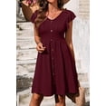 thumbnail image 1 of Vestidos de verano para mujer, mangas con volantes, escote en V, estilo casual y swing, 1 of 6