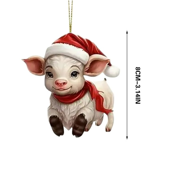 JeashCHAT Cow Christmas Ornaments Christmas Tree Decorations Farmhouse Acrylic Cartoon Cow Ornament Farm Animal Cow Hanging Pendant Funny Cow Ornament Home Decor Xmas Gifts