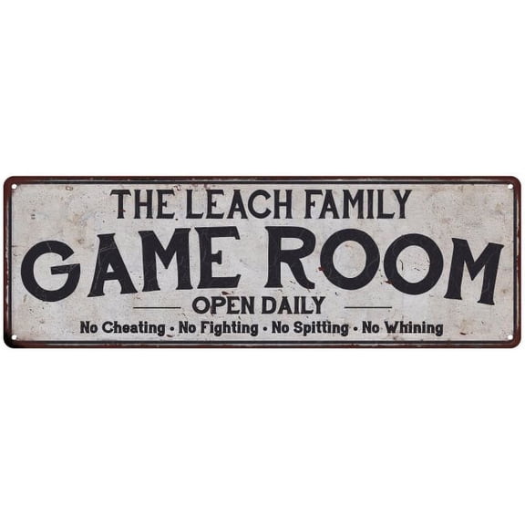 THE LEACH FAMILY Game Room Country Metal 8x24 Sign 108240042304