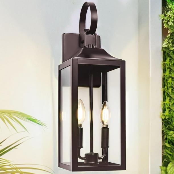 Farol de pared para exteriores Yolsunes, 19 pulgadas, bronce frotado con aceite, 2 luces