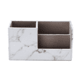 thumbnail image 4 of KINGFOM Multifunctional PU Leather Desk Organizer Pen Holder Brush Pot Pen Container Home School Office Stationery Storage Box Office Suppllies Business Cards Remote Control Pencil Holder White Marble, 4 of 9
