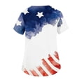 thumbnail image 4 of Iaqnaocc 4th of July Scrubs for Women American Flag Stars Striped Nursing Uniform Trendy V Neck Side Slits Scrub Shirt Independence Day Short Sleeve Medical Workwear with Pockets Red S, 4 of 5