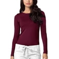 thumbnail image 1 of Adar Underscrubs para mujer - Camiseta cómoda de manga larga - 2900 - Borgoña - S, 1 of 5