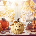thumbnail image 3 of Farm Animal Pig Pumpkin Figurine, 4 Inch Cute Chubby Pig Resin Statue, Halloween Thanksgiving Fall Decorations, Rustic Farmhouse Table Centerpiece, Autumn Home Shelf Mantel Decor, 3 of 6