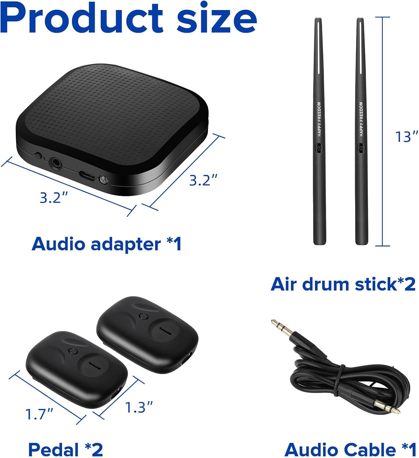 Generic Air Drumsticks Portable Electric Practice Drum Kit, Black, 8 Sounds, 3D Motion Sensing RGB, for Adults Kids, 1-Count